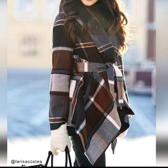 CHIC WISH PRAIRIE CHECK RABATO COAT Sz 3XL Plaid - Picture 9 of 10